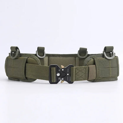 Outdoor Tactical Belt with Waist Pack - Multifunctional MOLLE Design Canvas & Nylon Material Padded Waist for Training/Camping