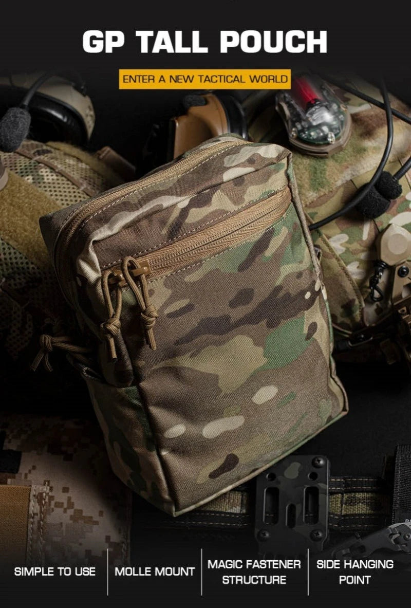 GP Tactical MOLLE Pouch Tall General-Purpose Utility Pack Laser Cut Night Vision Goggles Storage Back Panel Hunting Accessories