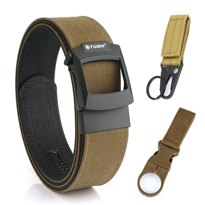 HSSEE 4.3cm Military Tactical Belt for Men Metal Automatic Buckle Thick Nylon Outdoor Hunting IPSC Gun Belt Casual Girdle Male