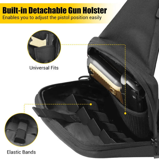 Tactical Pistol Gun Bag Concealed Carry Gun Holster Handgun Storage Chest Bag EDC Tool Bag Pistol Gun Shoulder Sling Bag
