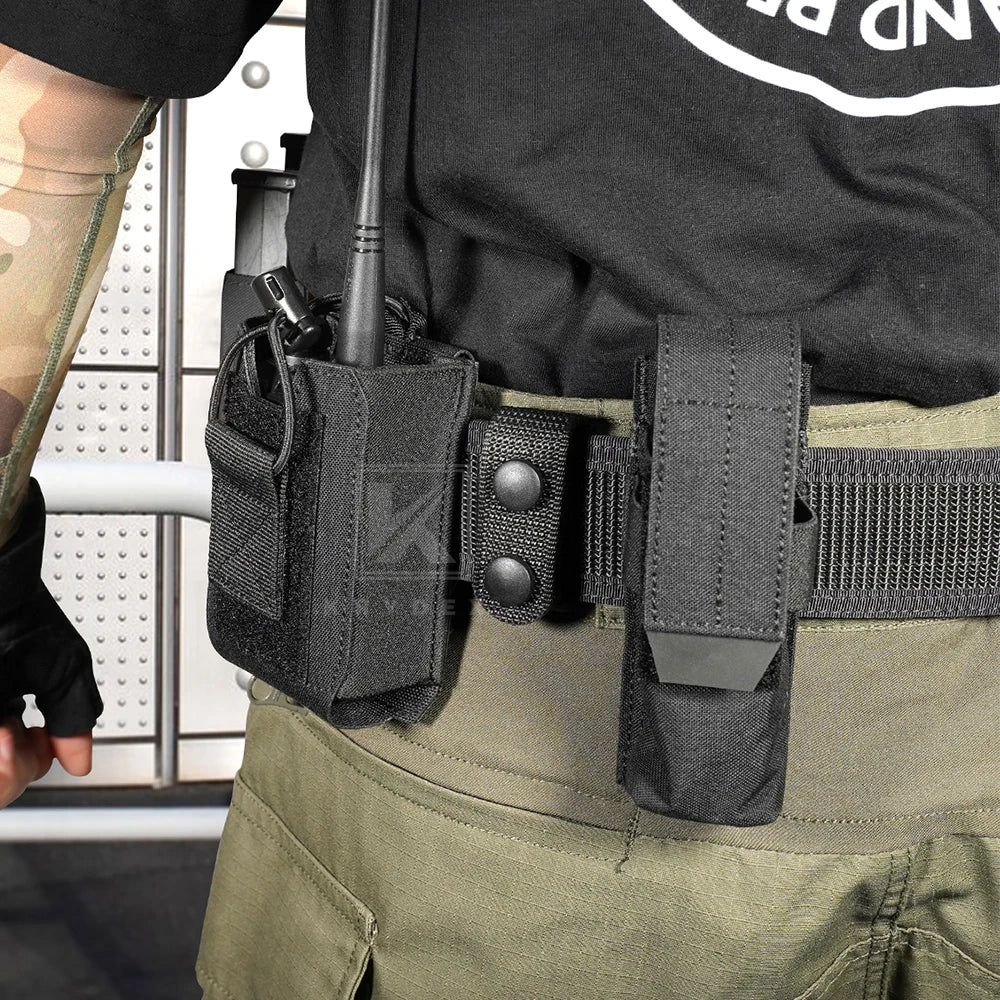 KRYDEX Tactical Radio Pouch Holster Hunting Sports Multi-purpose Waist Bag for Two Ways Walkie Talkie Hunting Outdoor Gear