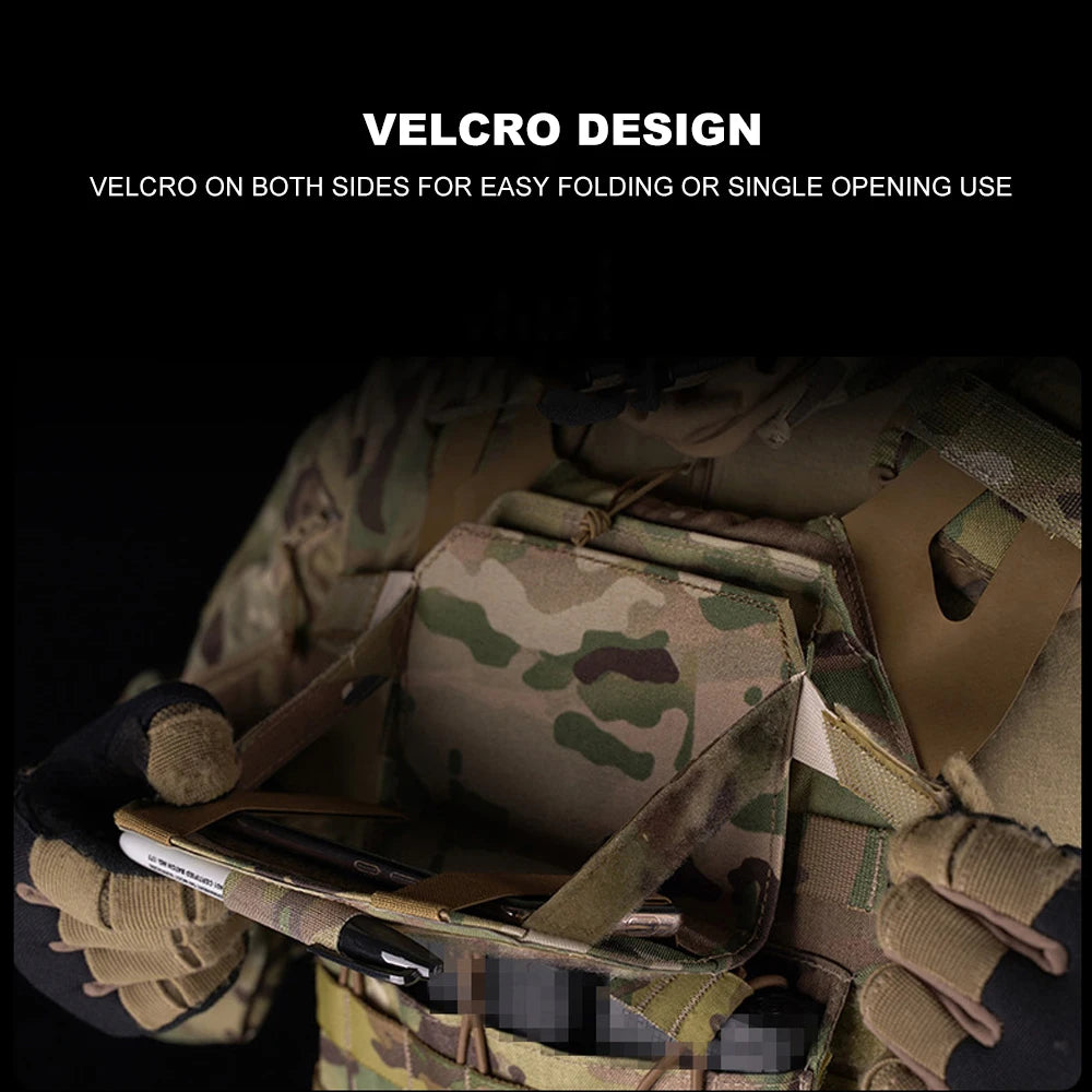 Tactical Admin Phone Pouch MOLLE Militar Hunting Vest Front Panel Map Holder Carrier Bag Utility Outdoor Phone Navigation Board