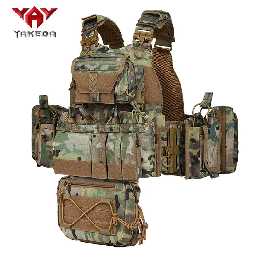 YAKEDA Camouflage Training Vest Outdoor CS Training Vest Multi Functional Vest