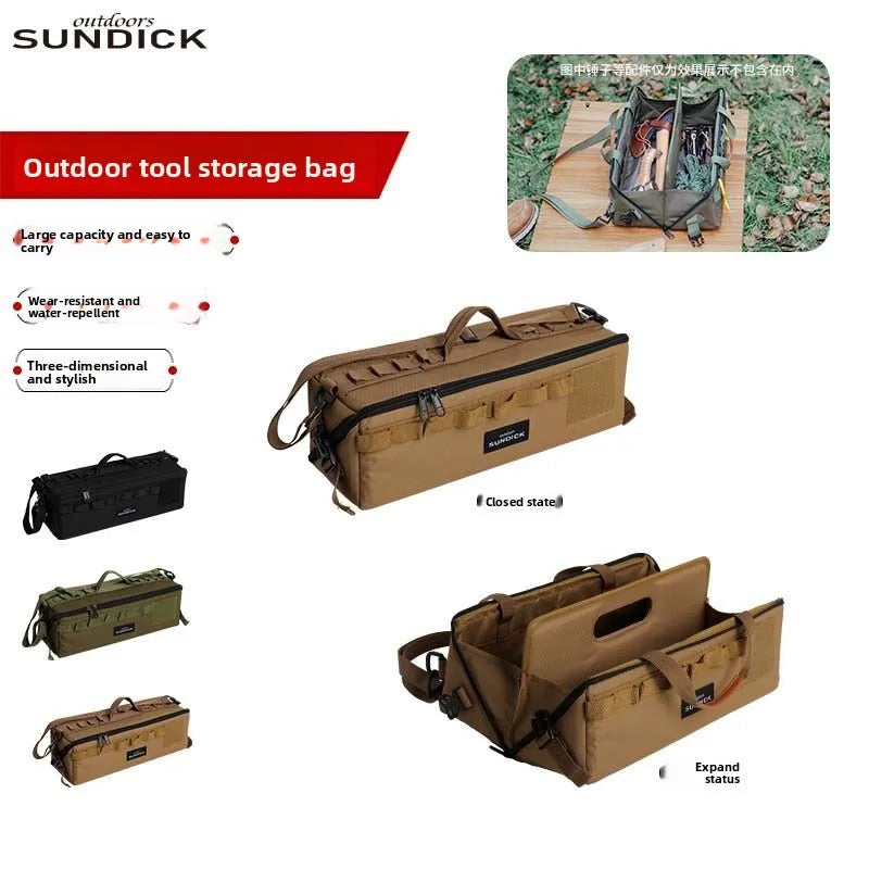 Outdoor Camping Tool Storage Bag Water‑Resistant Multi‑Compartment Hand‑shoulder Bag for Camping Hammer Stake Sundries Organizer