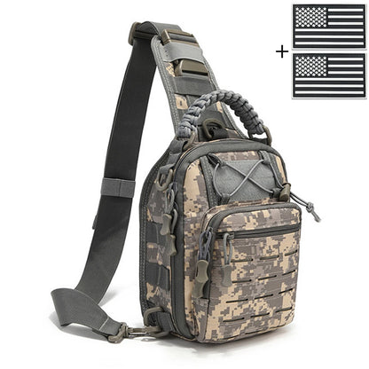 Laser MOLLE EDC outdoor hunting bag can be carried on one shoulder or diagonally, with a woven handle and a shoulder strap