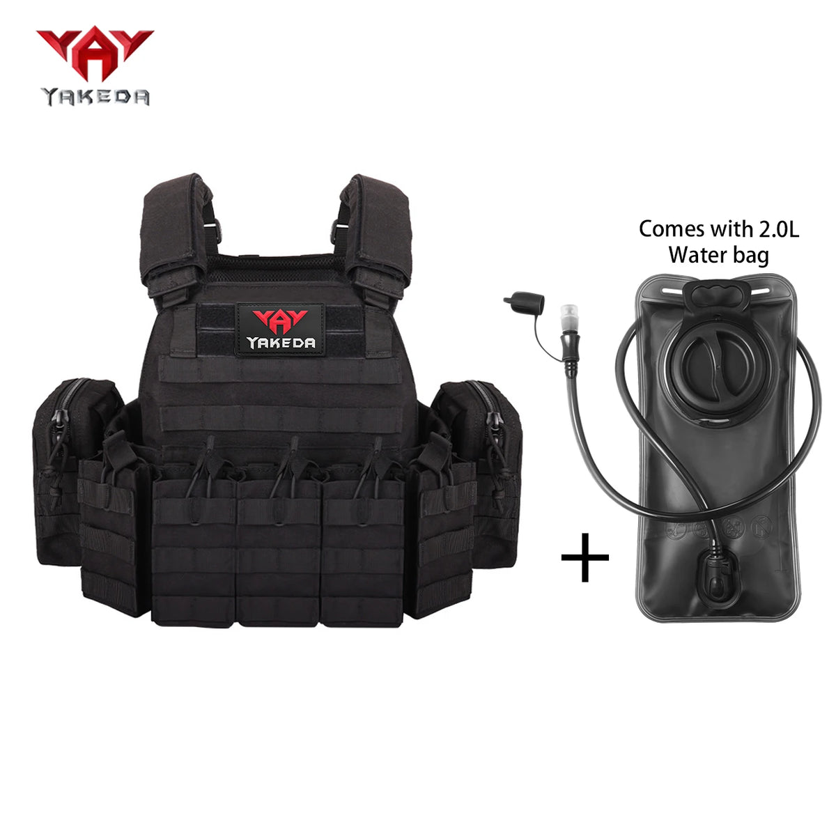 YAKEDAMOLLE Modular Hunting Tank Top, Comes with 2L Soft Water Bag, Adjustable Shoulder Strap with Multiple Device Bags