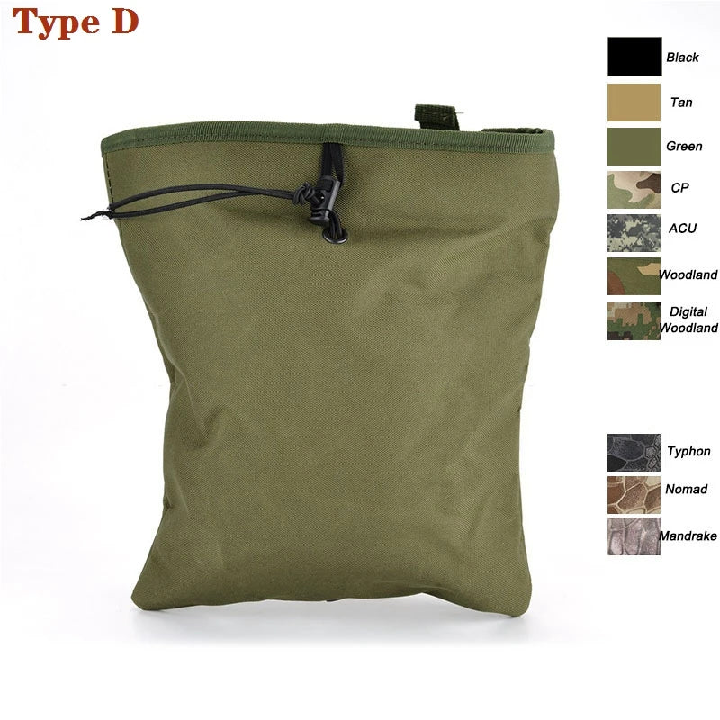 Tactical Molle Folding Magazine Dump Drop Pouch Utility Drawstring Recovery Mag Holster Ammo Bag Hunting Accessories Pouch
