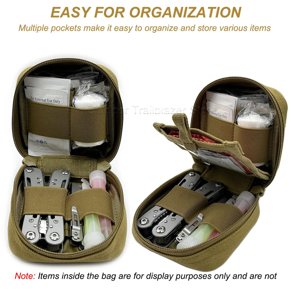 Small Tactical Pouch Micro Utility MOLLE Pouch Removable Clear ID Pocket Mini Knife Compass Flashlight Card Storage Bag Belt