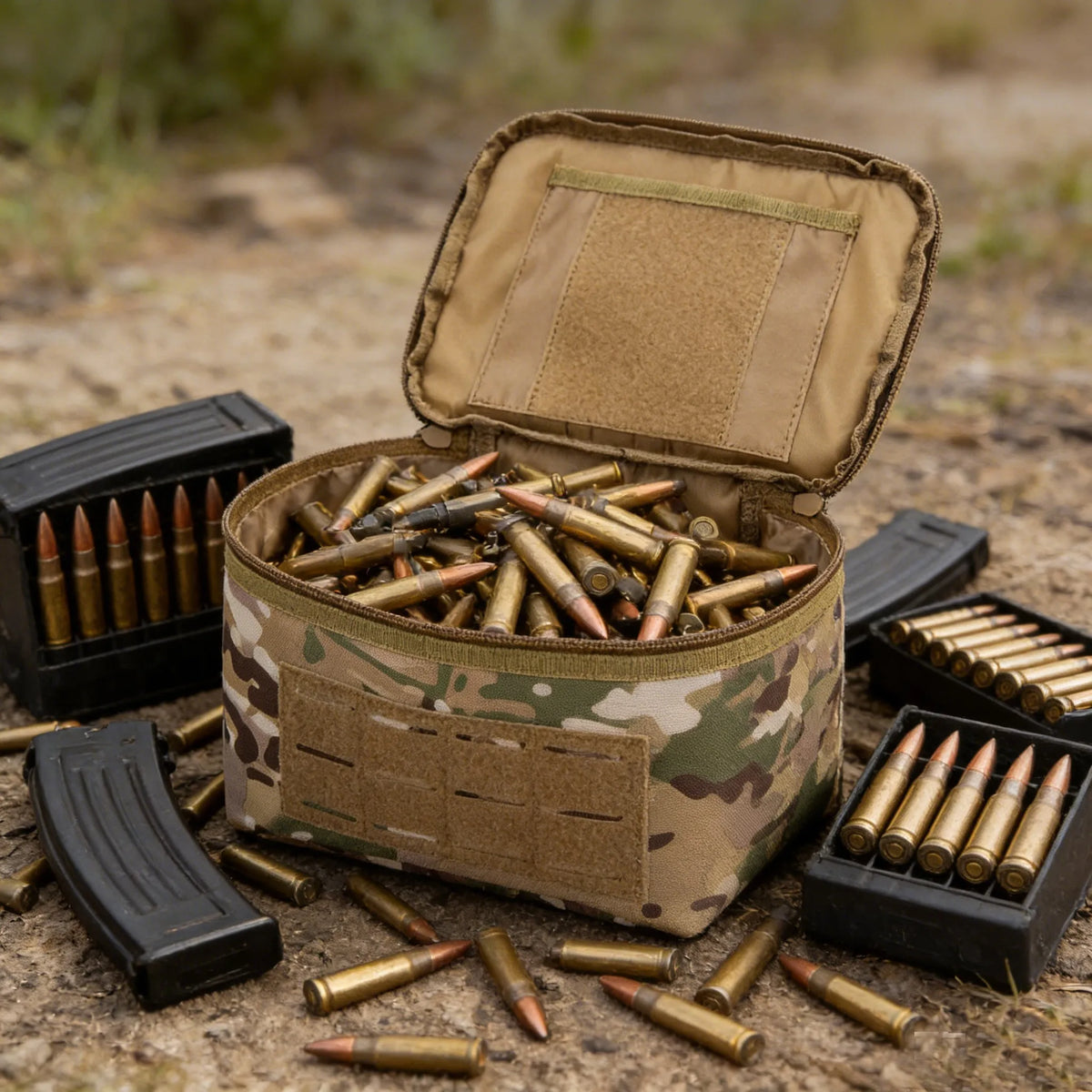 Portable Rifle Cartridge Bag Detachable Inner Space Ammunition Box Outdoor Tactical EDC Tools Handbag Hunting Ammo Bag
