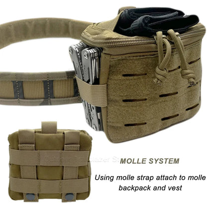 Tactical  Molle Pouch Utility Pouch Top Elastic Opening Multi-Purpose Waist Bag Outdoor Hunting Gloves  EDC Tool Bag Poop Bag