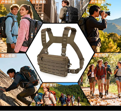 Multifunct Outdoor Travel Vest Adjustable Tactical Chest Men Camping Recon Kit Bag Vest Front Pouch Hunting Fishing Pack