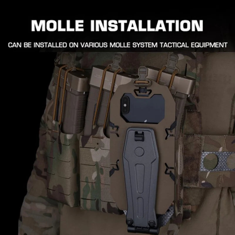 90° Rotating Foldable MOLLE Phone Holder Adjustable Elastic Mount for Large Smartphones Hunting Vest Plate Carrier Navigation