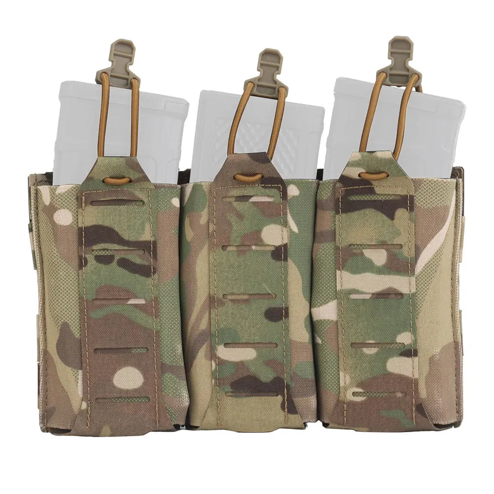 Tactical Vest Plate Carrier Front Flap Triple Magazine Pouch Lightweight Elastic Open-Top Mag Pouches for M4 AK AR Airsoft Gear