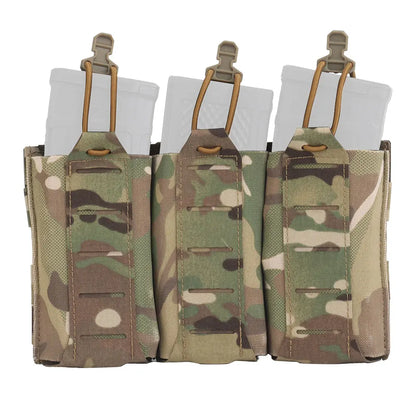 Tactical Vest Plate Carrier Front Flap Triple Magazine Pouch Lightweight Elastic Open-Top Mag Pouches for M4 AK AR Airsoft Gear