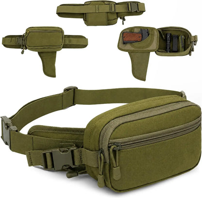 Concealed Carry Fanny Pack with Pistol Pouch Tactical Waist Bag for Men Anti-Theft Hidden Gun Pocket 1000D Nylon EDC Waist Pack