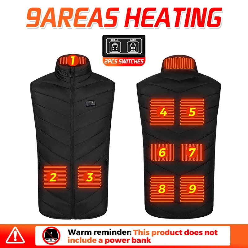 21 Heated Vest Zones Electric Heated Jackets Oversized USB Electric Jacket Men Women Winter Warm Coat For Hiking Outdoor Camping
