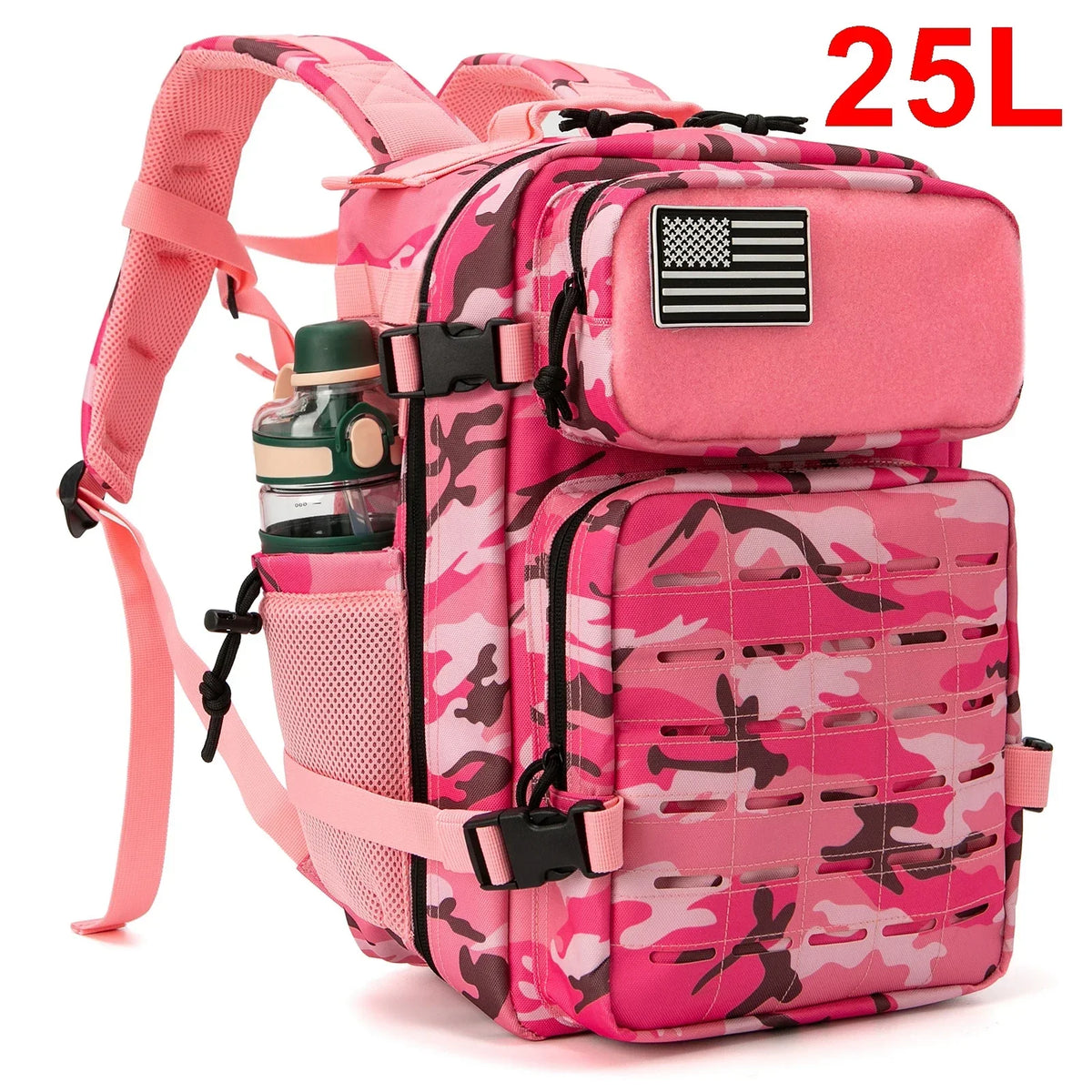 25L GYM Tactical Backpacks for Men Survival Laser Cut Molle Daypack Small Bug Out Bag Hunting Rucksack with Dual Cup Holders