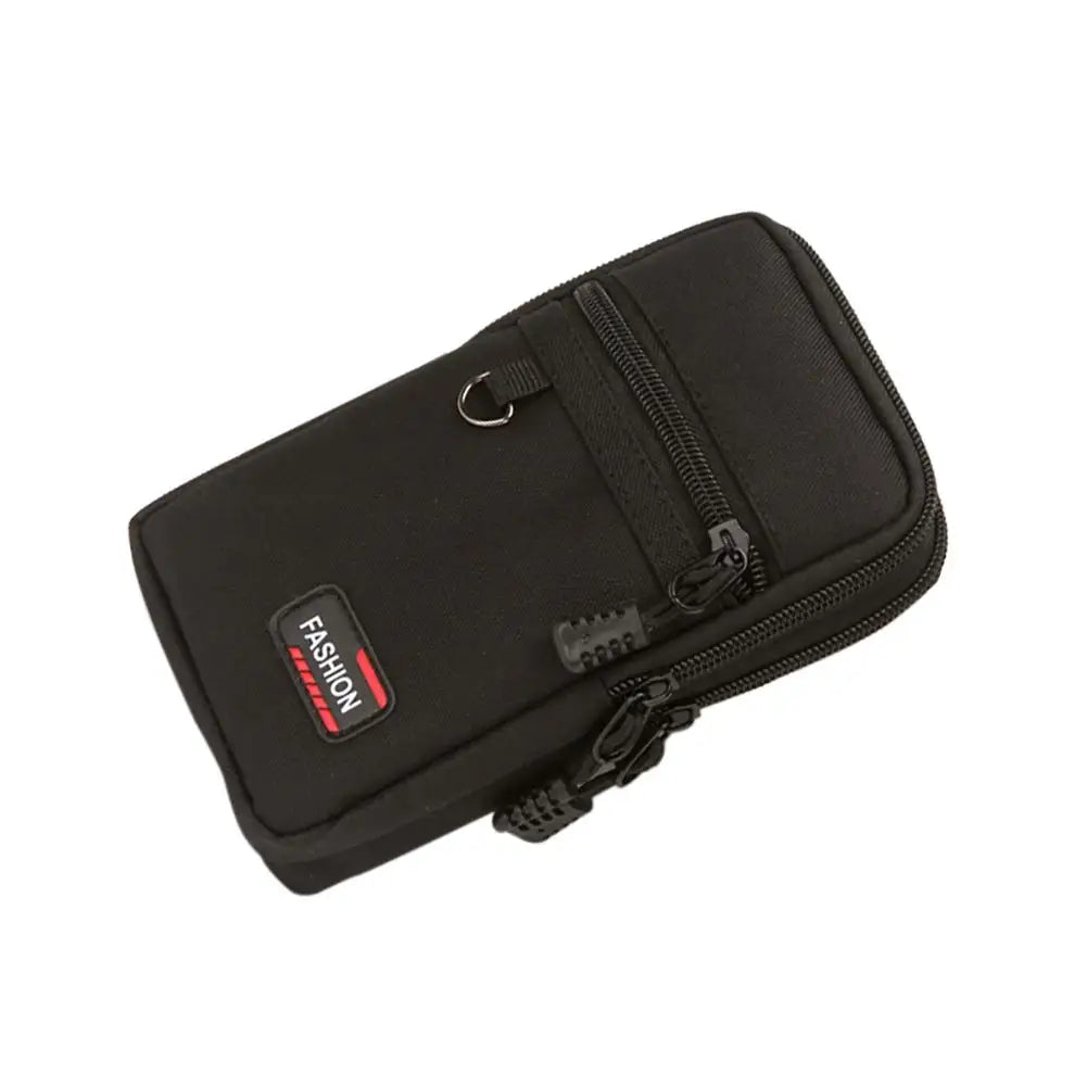 7 Inch Waist Fanny Pack Men Phone Pouch Camping Hunting Waist Bag (Black)