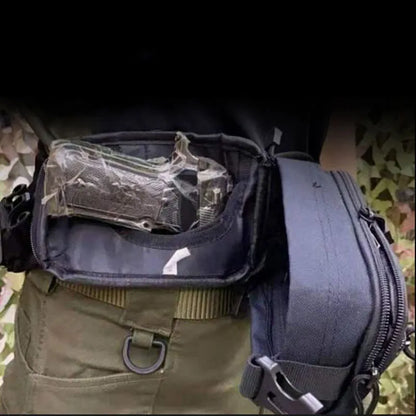 Tactical Multiuse Waist Bag with Hidden Hand Gun Holsters for Glock 17 19 43 & 9mm 1911 Pistols, Hunting EDC Utility Belt Pouch