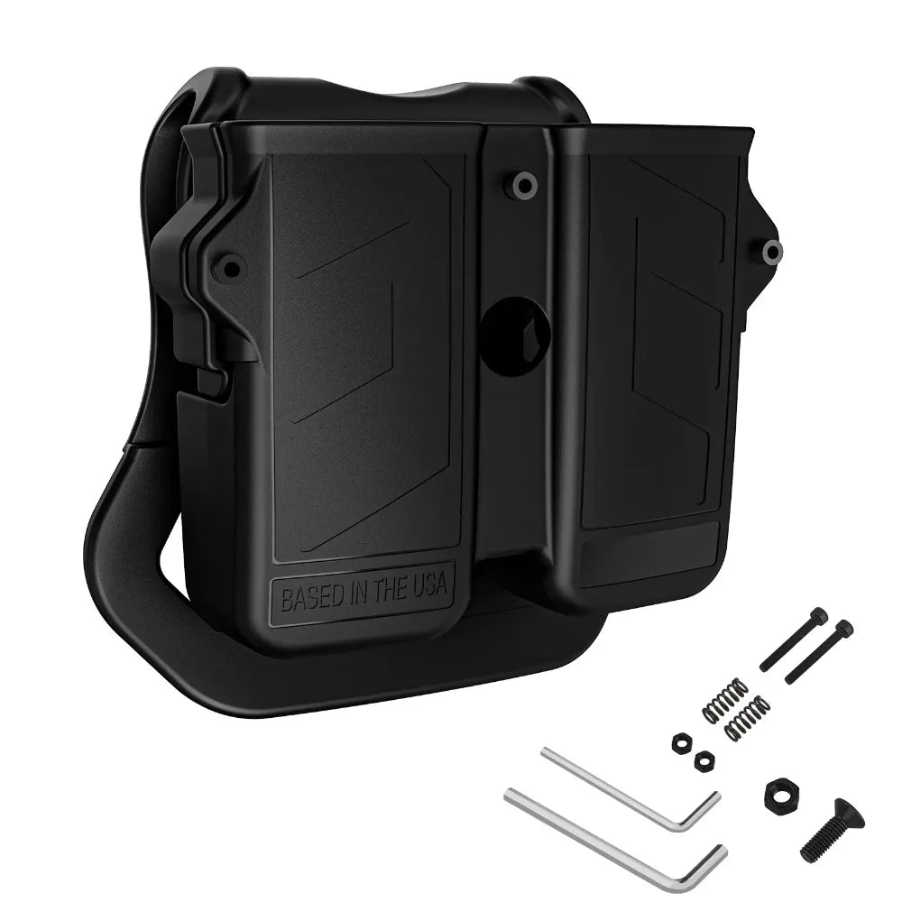 MAGORUI Universal Double Mag Holder for 9mm 10mm .40 .45 Double Stack Mag Pistol Magazine Holster Pouch Hand Gun Mag Carrier