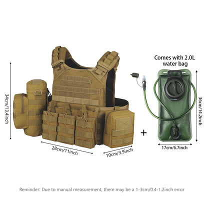 2L soft water bag with long drinking straw and hunting vest Molle modular adjustable shoulder strap, highly expandable
