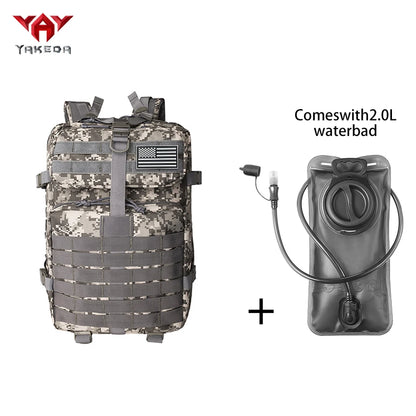 YAKEDA 45L large capacity backpack with 2L water bag MOLLE expansion system outdoor hiking backpack