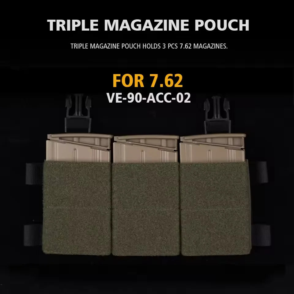 Tactical Triple 556/762 Magazine Pouch Dual Placard SR AR SCAR G3 AK M4 Mag Bag LV119 HSP Vest Plate Carrier Airsoft Accessories