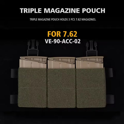 Tactical Triple 556/762 Magazine Pouch Dual Placard SR AR SCAR G3 AK M4 Mag Bag LV119 HSP Vest Plate Carrier Airsoft Accessories