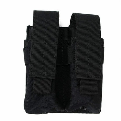 MOLLE Tactical Double Mag Pouch Portable Adjustable 9mm Magazine Holder for Hunting Shooting Vest Sports Outdoor