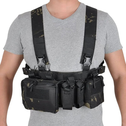 Tactical Chest Rig MOLLE Camo Vest, Adjustable Multi-Function Harness, Outdoor Wargame Training Camouflage Vest