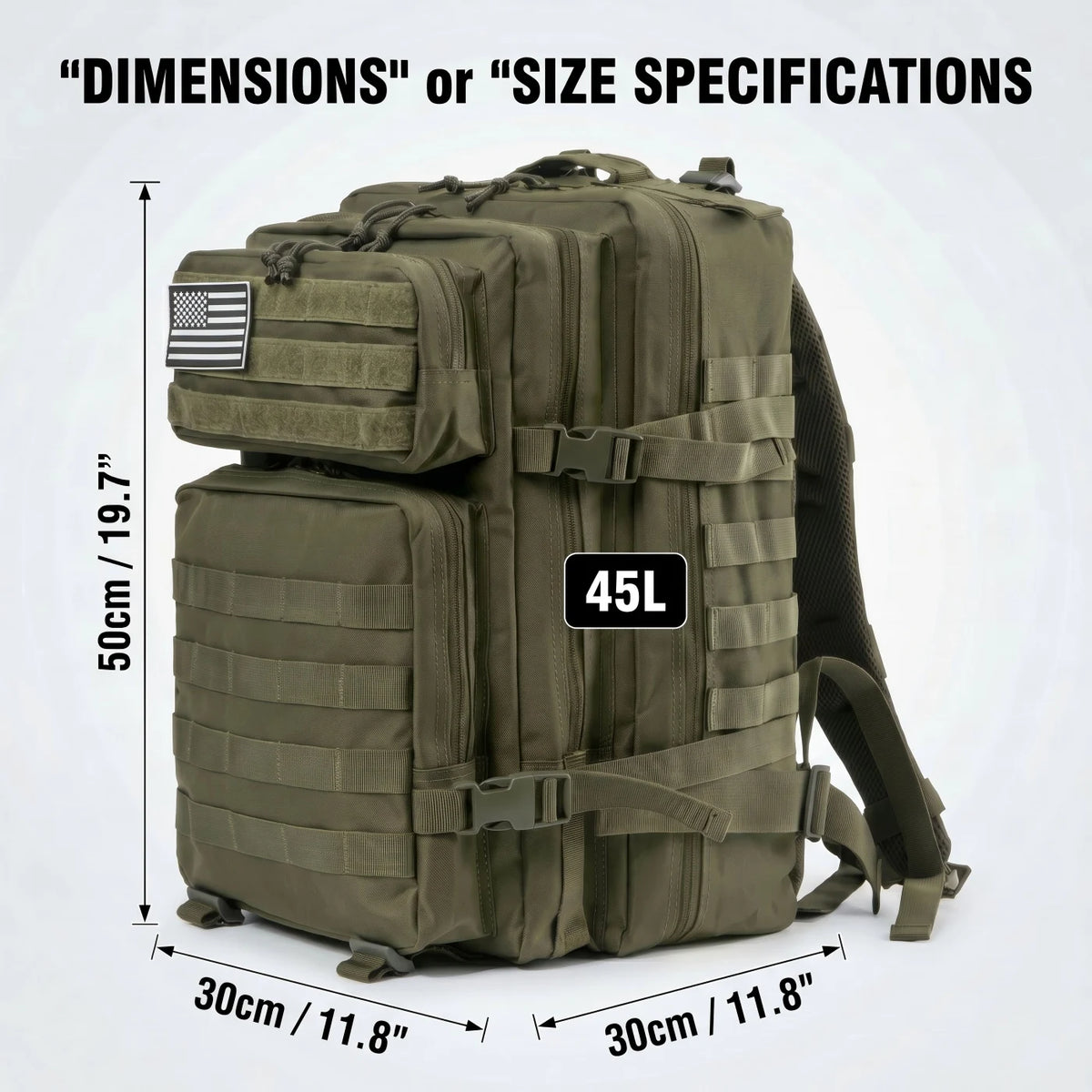 45L Tactical Travel Backpack Molle Storage Bag Large Capacity Multi Pocket Wear Resistant Camping Hiking Trekking Rucksack Durable Outdoor Mountain Climbing Daypack For Men Women Travellers Bushcraft Wilderness Trip Daily Commute Luggage Bag
