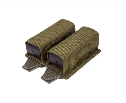 1Pc 1000D Nylon MOLLE Double 9MM Mag Pouch Fit GLOCK Hunting Airsoft CS Tactical Magazine Holder Support Clip Holsters Pouches