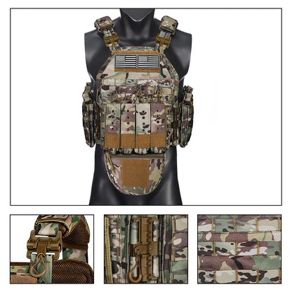 MOLLE system expansion vest hidden triple pocket multi zone pocket Magic Sticky design