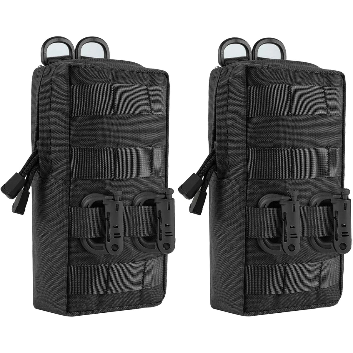 2 Pack Molle Pouches Tactical Compact Water-Resistant EDC Waist Bag Hunting Small Utility Pouch With Grimlock D-ring Buckle