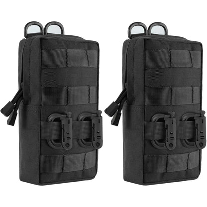2 Pack Molle Pouches Tactical Compact Water-Resistant EDC Waist Bag Hunting Small Utility Pouch With Grimlock D-ring Buckle