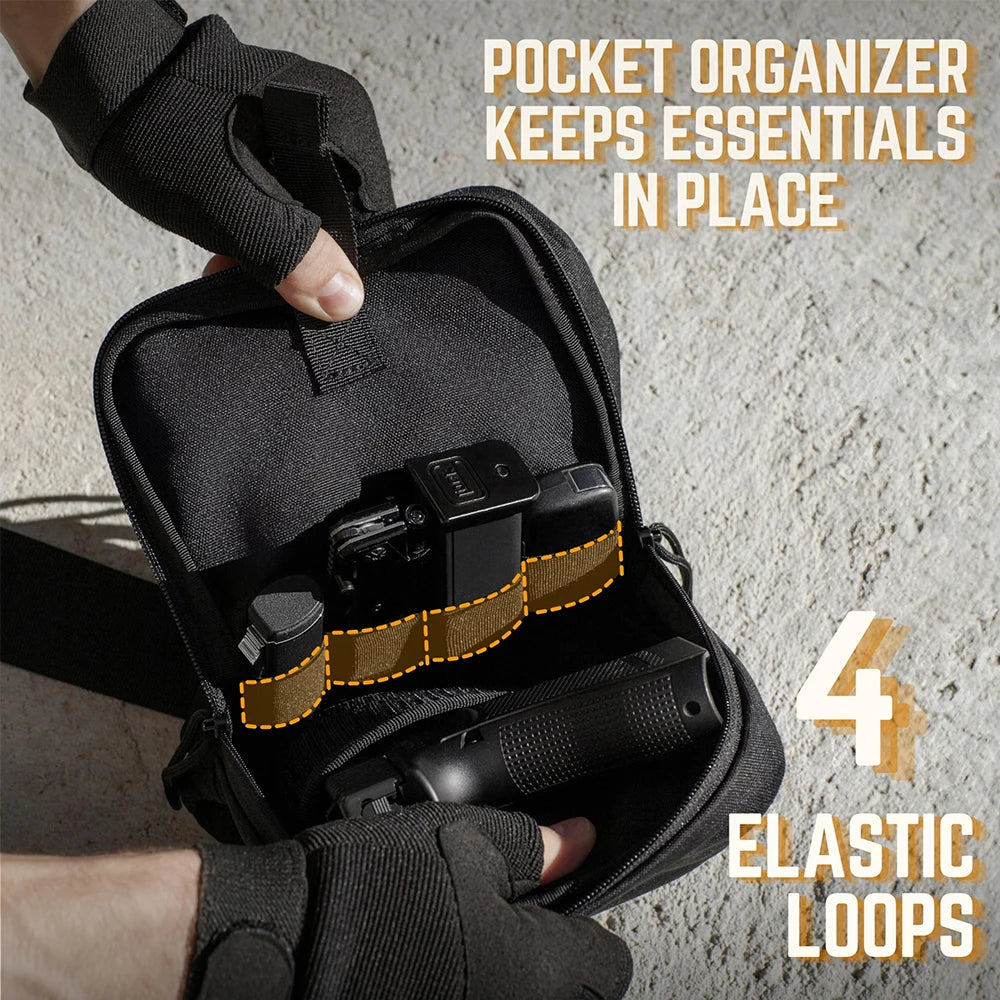 Tactical Chest Bag Sling Shoulder Bag Concealed Carry Gun Bag Crossbody Qiuck Access Pistol Bag EDC Fanny Pack for Hunting Camp
