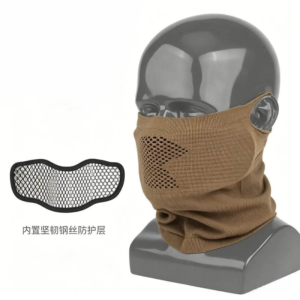Tactical Protective Steel Mesh Face Mask  Breathable Knit Neck Gaiter for Wargame Cosplay Shooting Outdoor Combat Training Gear