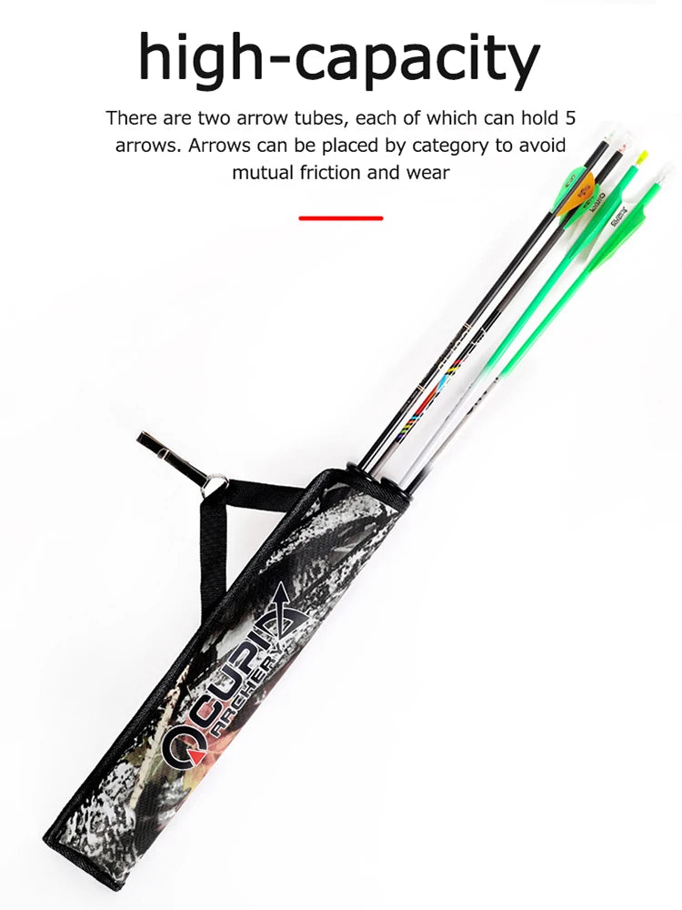 Double Tube Arrow Quiver Bag Portable Waist Hanging Archery Arrows Holder Pouch for Oudoor Hunting Accessories