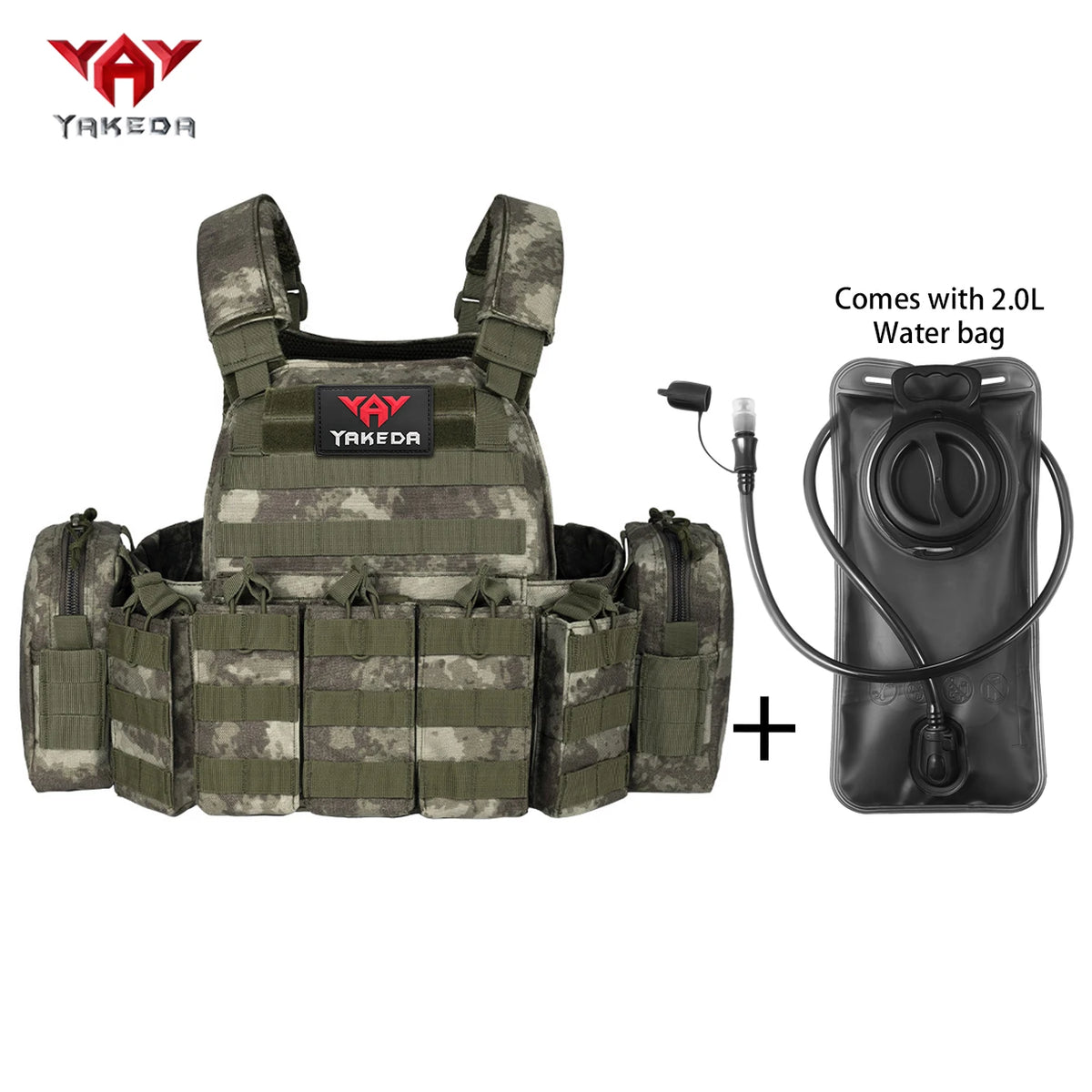 YAKEDAMOLLE Modular Hunting Tank Top, Comes with 2L Soft Water Bag, Adjustable Shoulder Strap with Multiple Device Bags