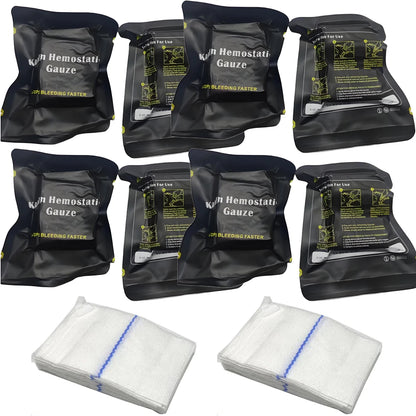 4-10pcs Hemostatic Kaolin Gauze Combat Emergency Trauma  Soluble for Tactical Military First Aid Kit Medical Wound Dressing