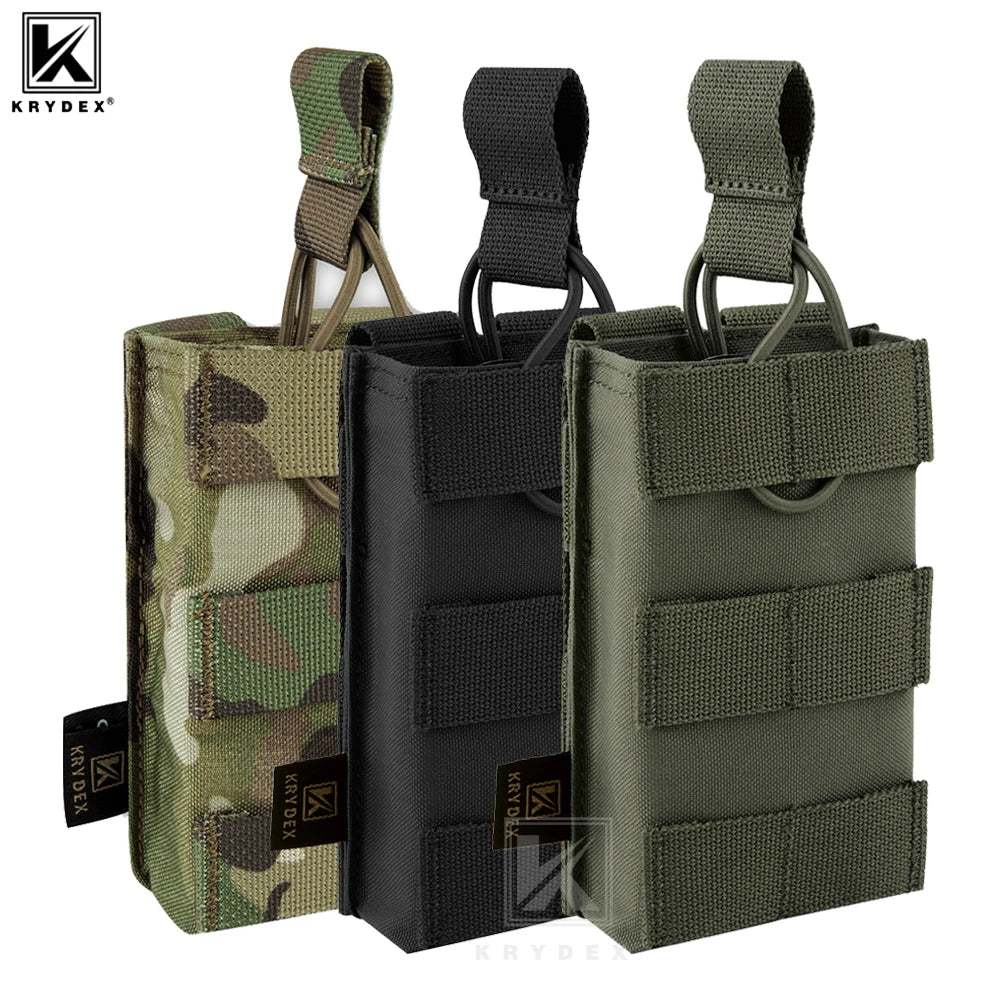 KRYDEX Tactical 5.56 MOLLE Magazines Pouch Single Open-Top Mag Pouch for M4 M16 AR 15 Hunting Accessories