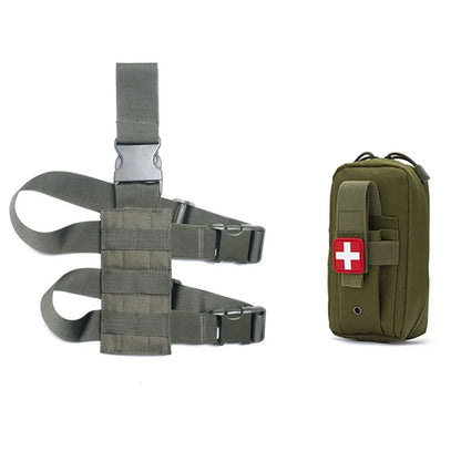 Tactical Drop Leg Platform Molle EDC Pouch Medical EMT Emergency First Aid Kit Bag IFAK Utility Tool Bag with Thigh MOLLE Rig