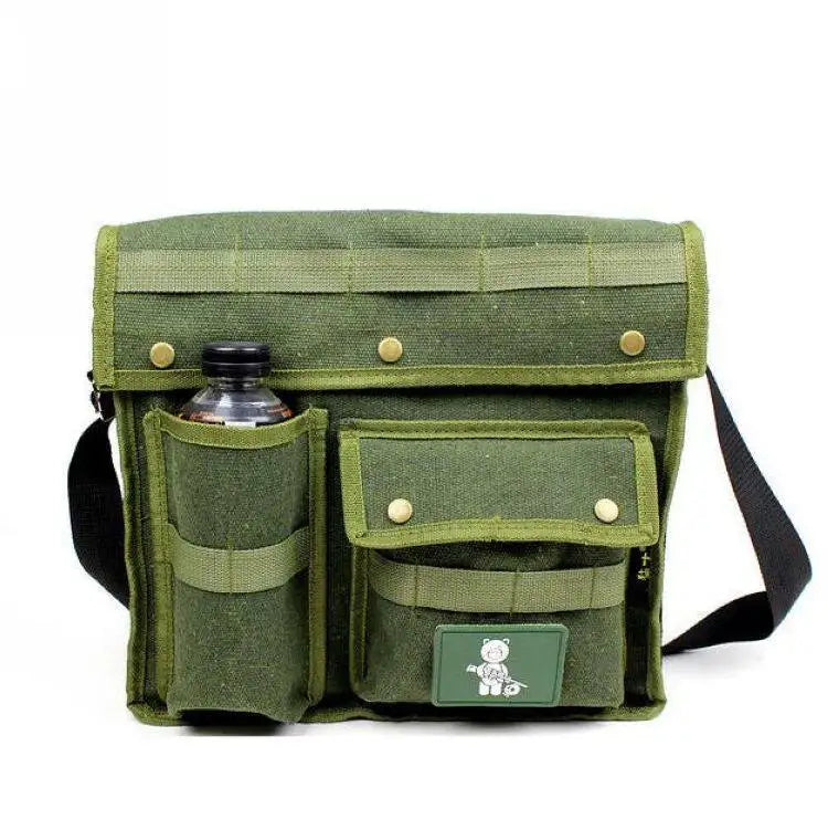 Canvas Shoulder Bag for Folding Stool,Canvas Crossbody Bag with MOLLE System,Water Bottle Pocket Outdoor Storage Sling Bag