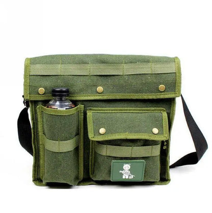 Canvas Shoulder Bag for Folding Stool,Canvas Crossbody Bag with MOLLE System,Water Bottle Pocket Outdoor Storage Sling Bag