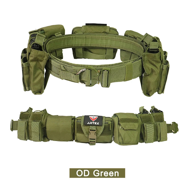 ARTEX Tactical Battle Belt 7 in 1 Airsoft Utility, Tactical Waist Belt 1000D Nylon Tactical Duty Belt with Mag Pouch Bag