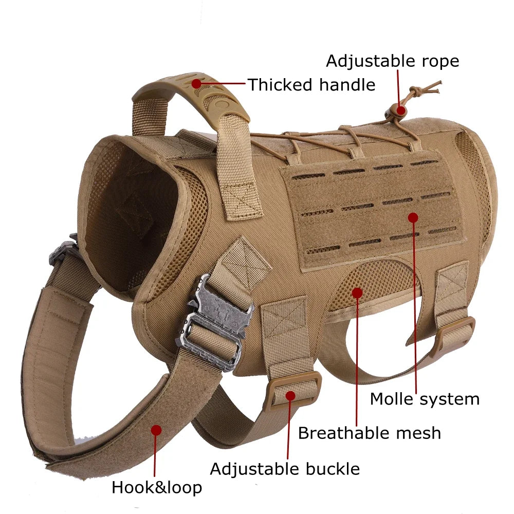 Tactical Dog Vest Hunting Shooting Cs  Fan Service Nylon Pet Vests Airsoft Training Molle Dogs Harness