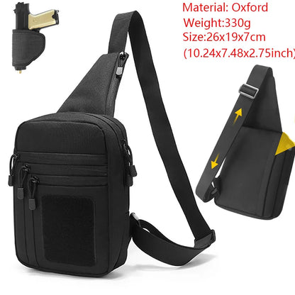 Tactical Pistol Bag Concealed Carry Crossbody Shoulder Holster Bag Quick Opening Gun Bag Sling EDC Pouch Chest Pack for Outdoor