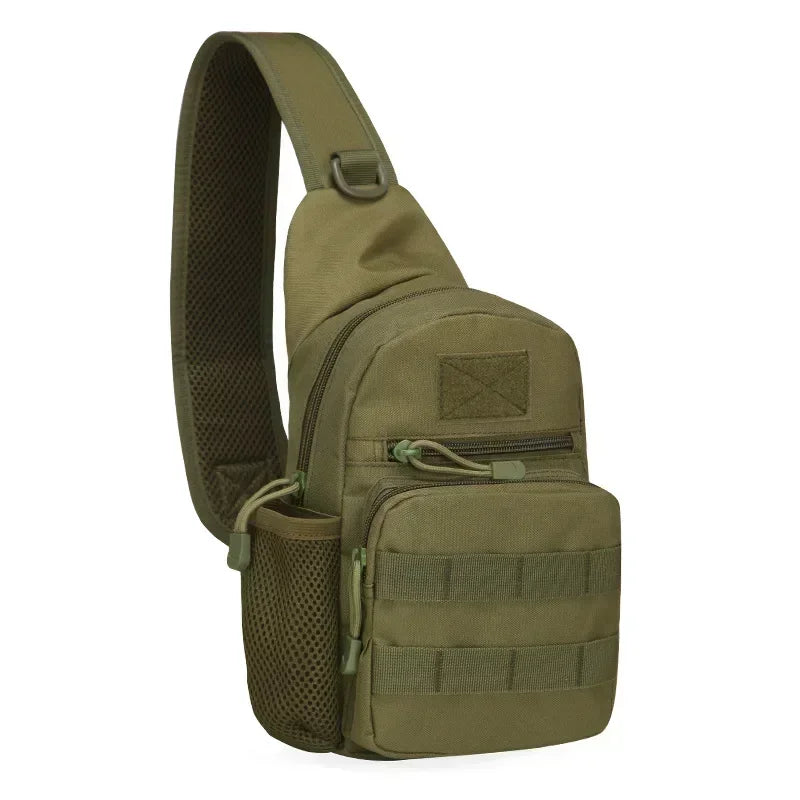 Men's Outdoor Tactical Camouflage Chest Pack Nylon Hiking Backpack Army Trekking Shoulder Bag with Molle for Hunting and Fishing