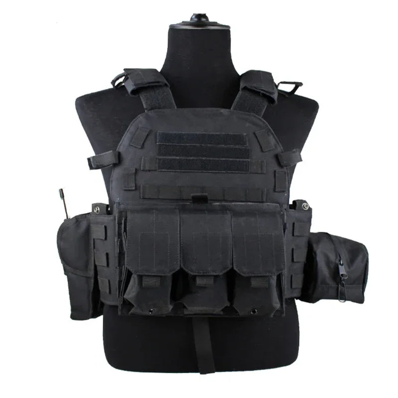 6094 Camouflage Tactical Vest Multi-Functional Plate Carrier Adjustable Combat Hunting Equipment for Men Outdoor Cycling