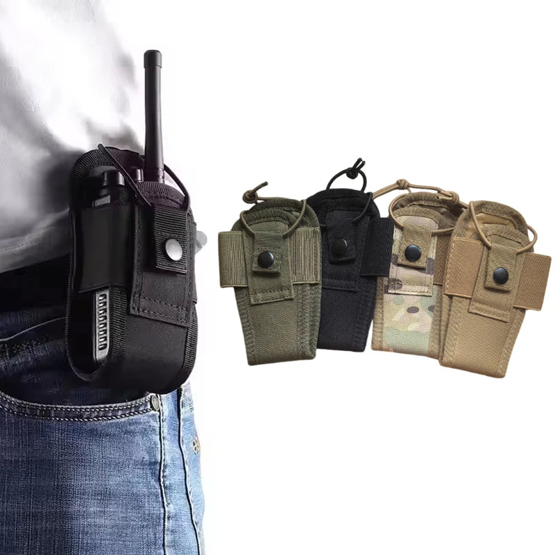 Tactical MOLLE Walkie Talkie Holder Bag Adjustable Two Way Radio Cover Case Outdoor Vest Accessory Pouch